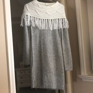 Gray & White Sweater Dress